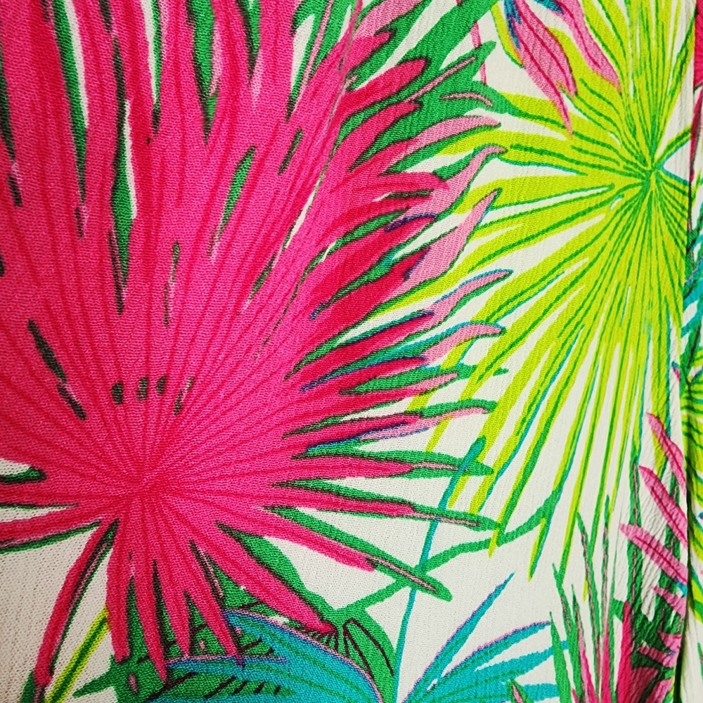 Rose +Olive Tropical Leaf Print Wide-Leg Pants XL - Picture 4 of 16